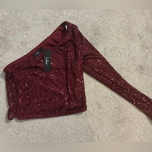 Lulu's Burgundy Sequin Top